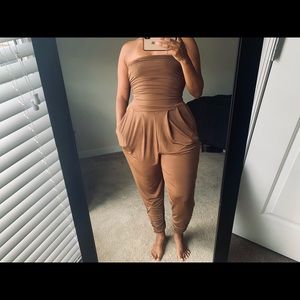 Akira Strapless Jumpsuit - Brown